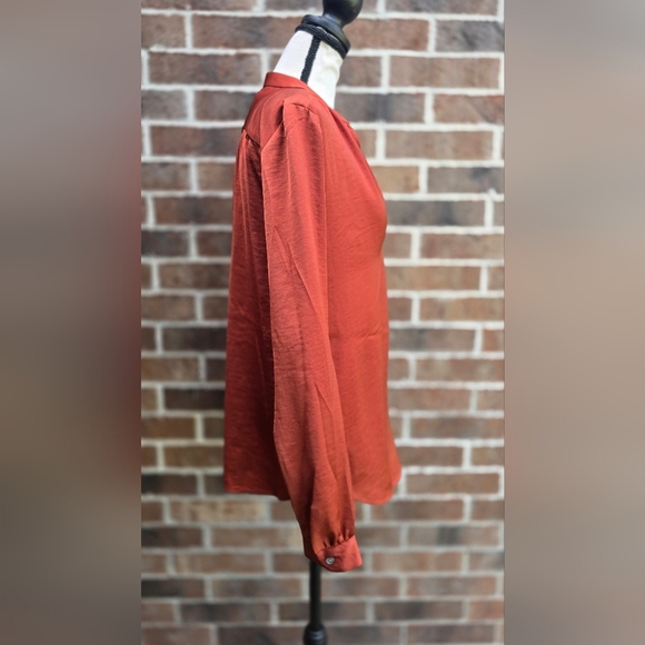 Loft Women's Rust Colored Silky Blouse - Picture 5 of 12